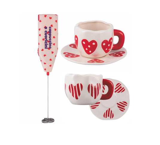 Translation missing: it.Cuoricini set | 2 tazze + 2 piattini + coffee creamer