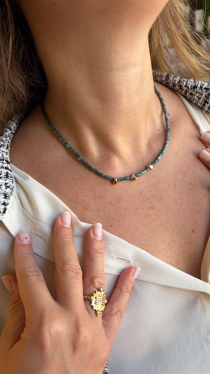 Translation missing: it.Collana ematite verde e oro | Wena jewels