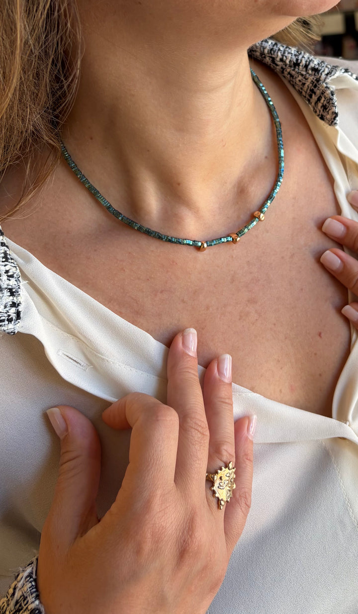 Translation missing: it.Collana ematite verde e oro | Wena jewels