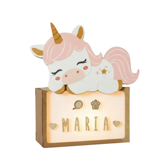 Translation missing: it.Lampada bimbi in legno artigianale - Unicorno