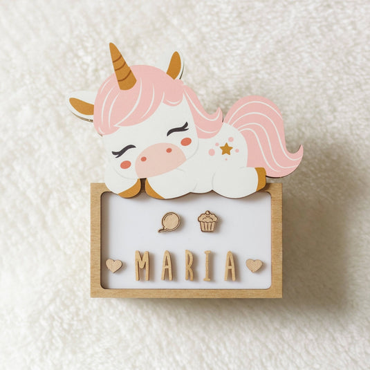 Translation missing: it.Lampada bimbi in legno artigianale - Unicorno